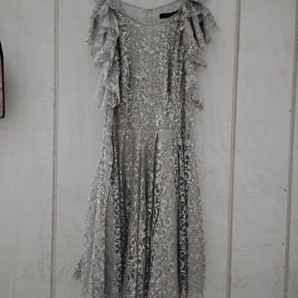 BCBGMaxazria - Silver Lace Dress - Picture 1 of 2